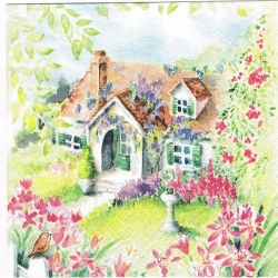 Serwetka -2056- domek, ogród